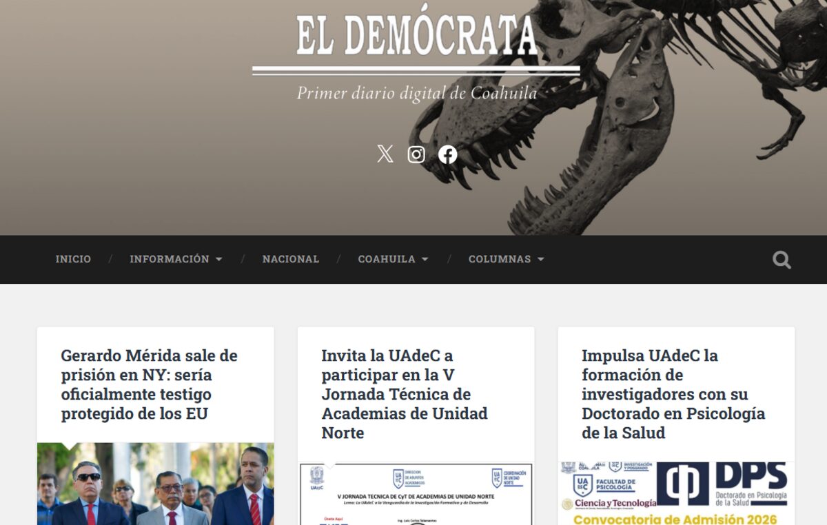 Captura del sitio El Demócrata de Coahuila